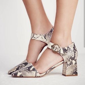 Free people snakeskin closed toe block heels